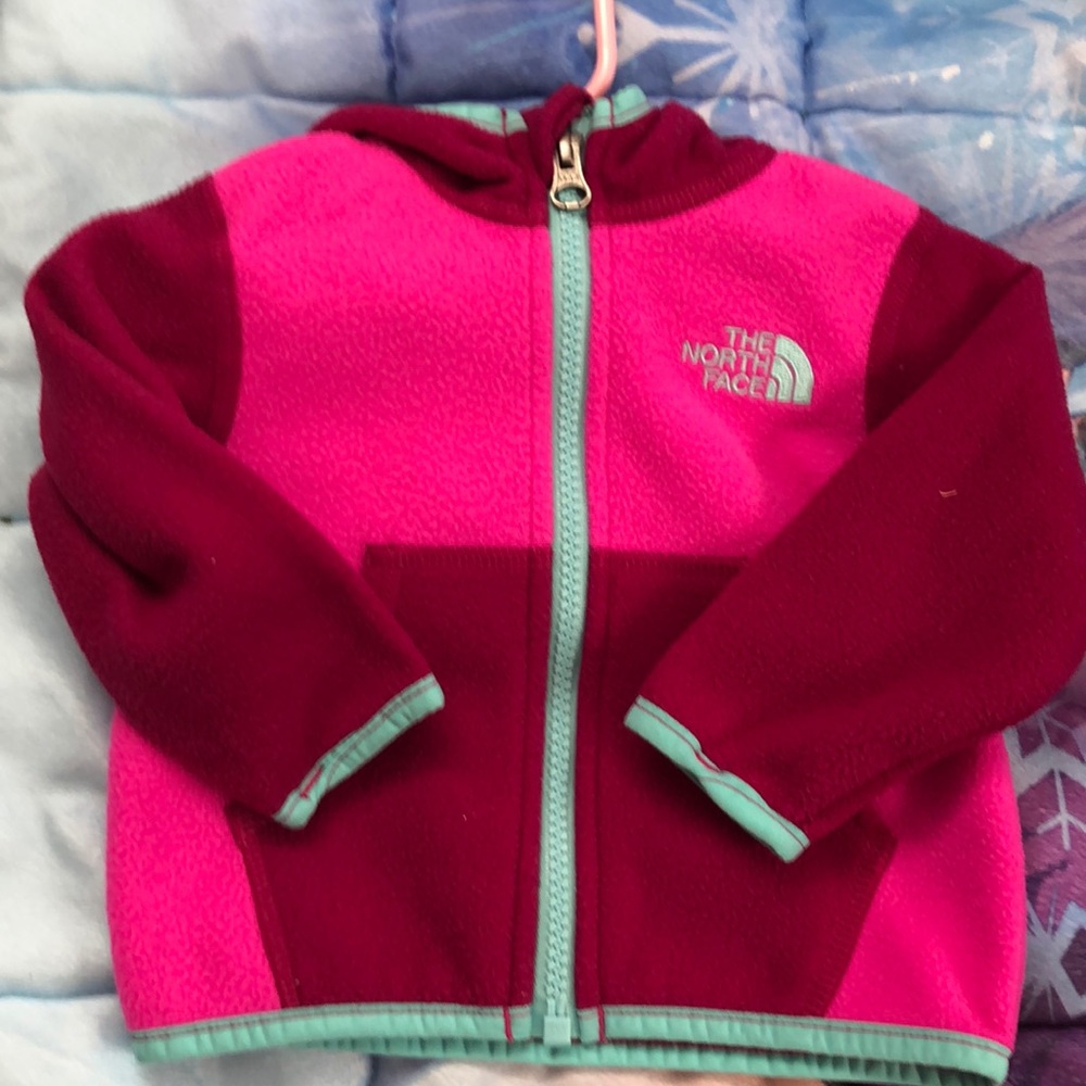 North face baby girl hooded fleece jacket